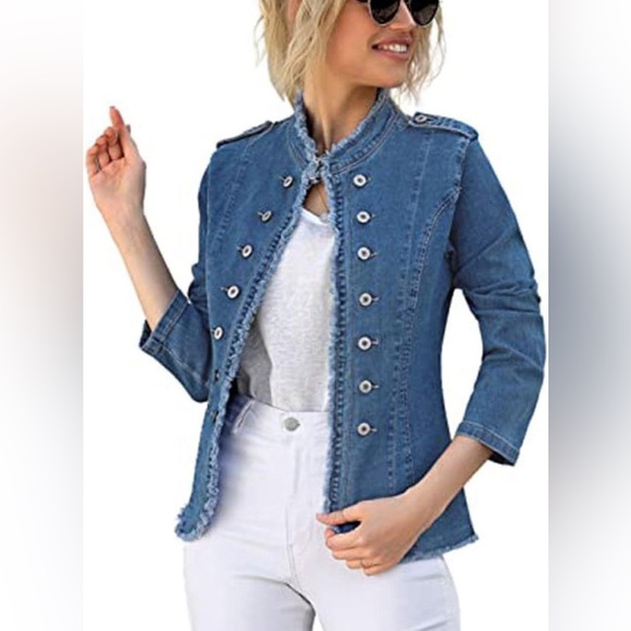 NWT Open Front Military Style Jacket Blazer - Picture 2 of 10